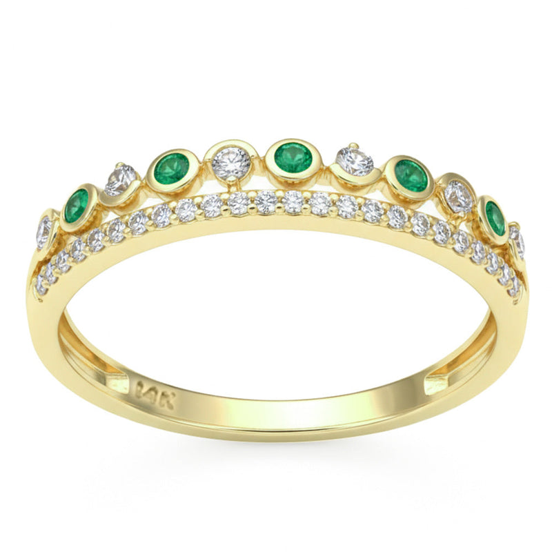 SPECIAL! .20ct G SI 14kt Yellow Gold Diamond & Emerald Gemstone Ring Size 6.5