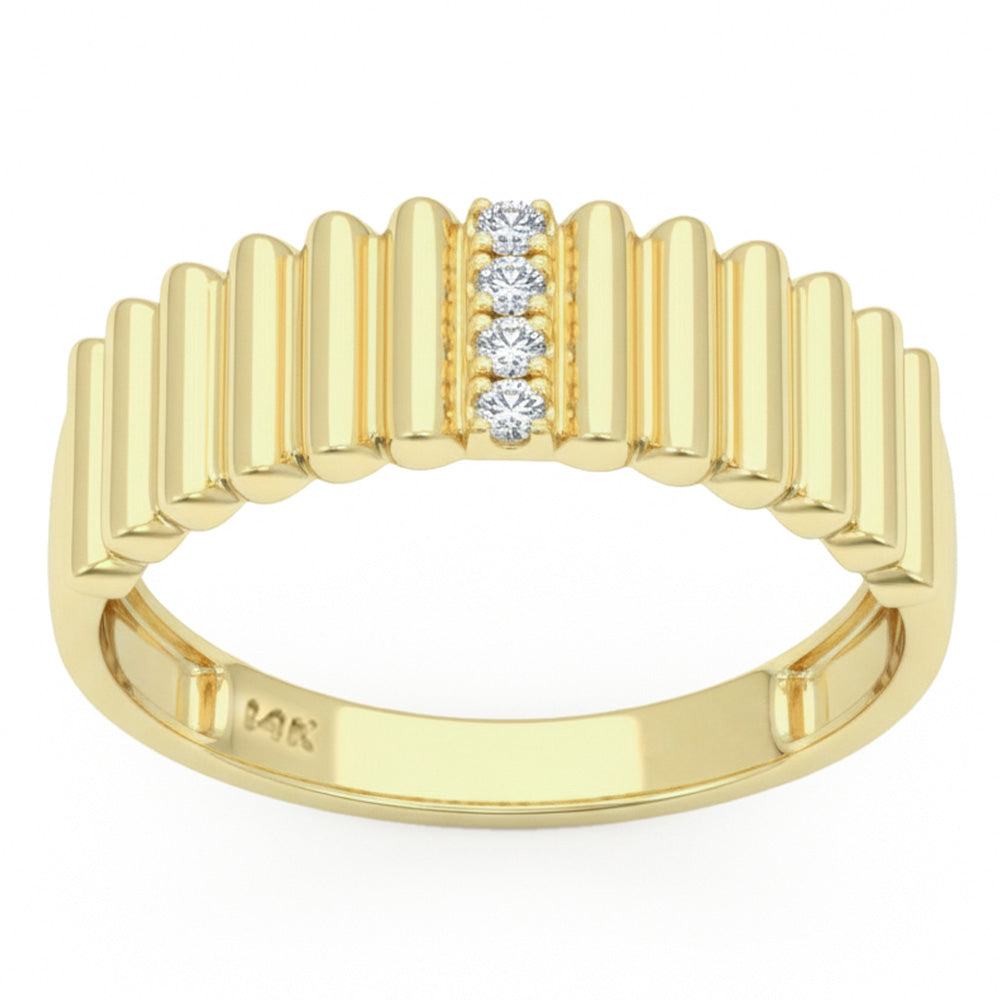 SPECIAL!  .06ct G SI 14kt Yellow Gold Fluted Diamond Band Ring Size 6.5