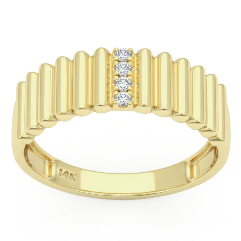 SPECIAL!  .06ct G SI 14kt Yellow Gold Fluted Diamond Band Ring Size 6.5
