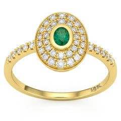 SPECIAL! .44ct G SI 14kt Yellow Gold Diamond & Emerald Gemstone Ring Size 6.5