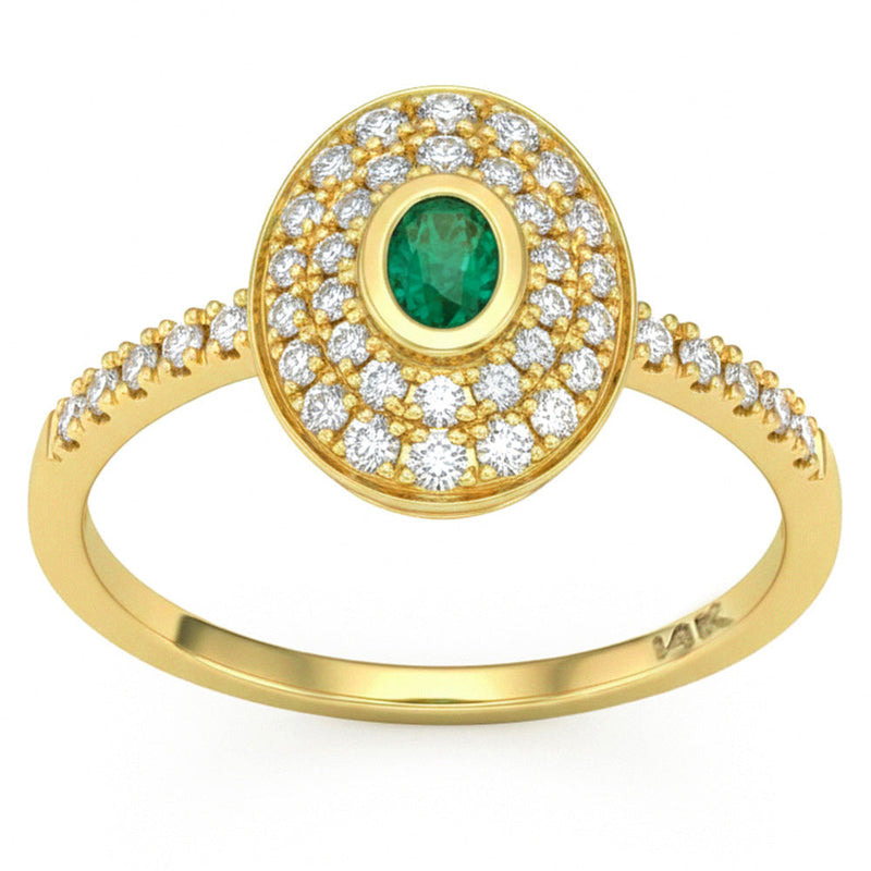 SPECIAL! .44ct G SI 14kt Yellow Gold Diamond & Emerald Gemstone Ring Size 6.5