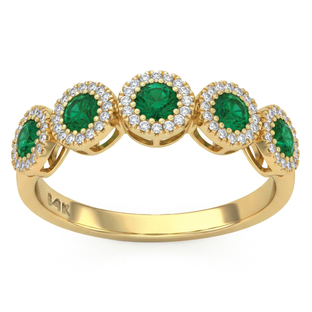SPECIAL! .63ct G SI 14kt Yellow Gold Diamond & Emerald Gemstone Ring Size 6.5