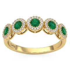 SPECIAL! .63ct G SI 14kt Yellow Gold Diamond & Emerald Gemstone Ring Size 6.5