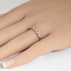 SPECIAL! .78ct G SI 14kt Yellow Gold Diamond & Pink Sapphire Gemstone Ring Size 6.5