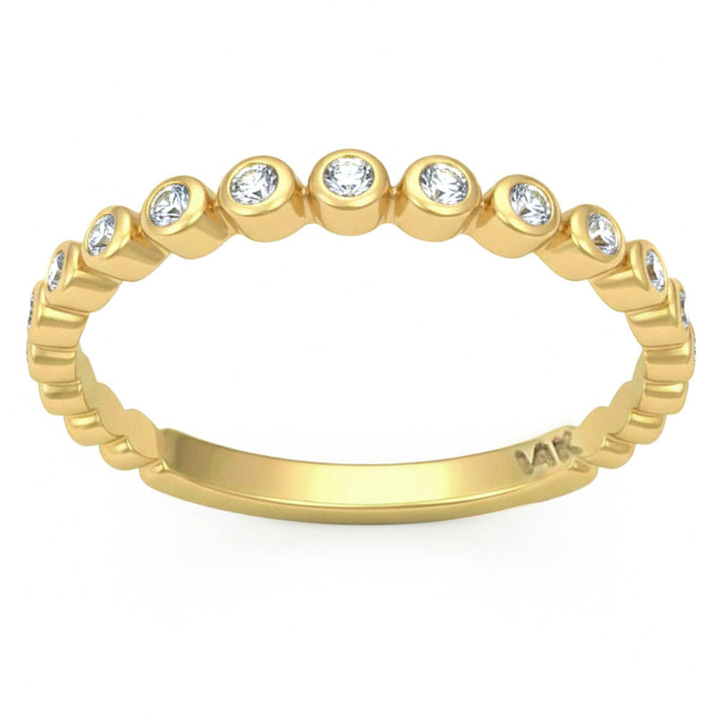 SPECIAL! .14ct G SI 14kt Yellow Gold Diamond Bezel Set Band Ring Size 6.5