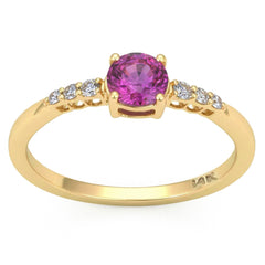SPECIAL! .76ct G SI 14kt Yellow Gold Diamond & Pink Sapphire Gemstone Ring Size 6.5