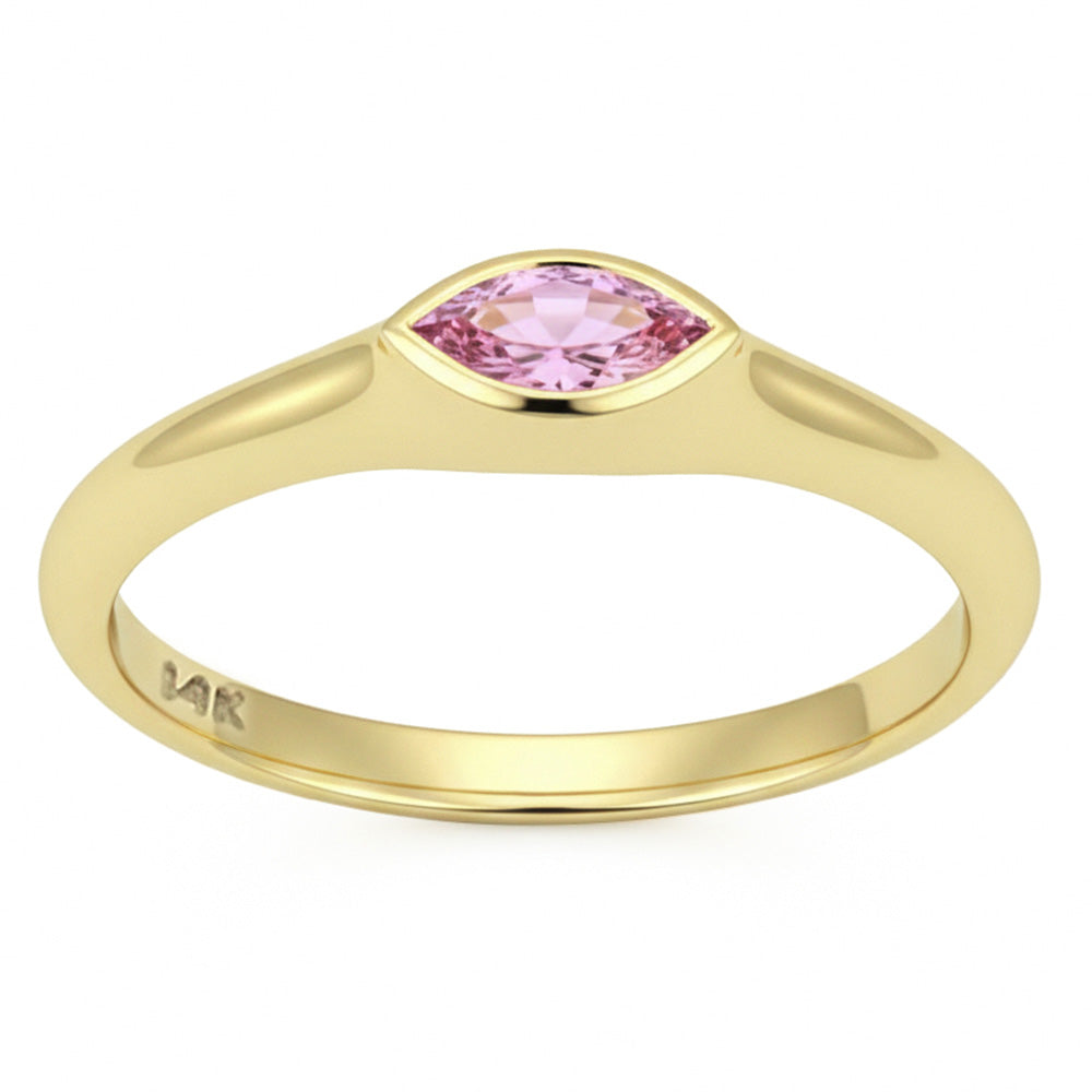 SPECIAL! .28ct G SI 14kt Yellow Gold Pink Sapphire Gemstone Bezel Set Ring Size 6.5