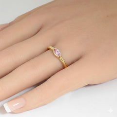 SPECIAL! .28ct G SI 14kt Yellow Gold Pink Sapphire Gemstone Bezel Set Ring Size 6.5