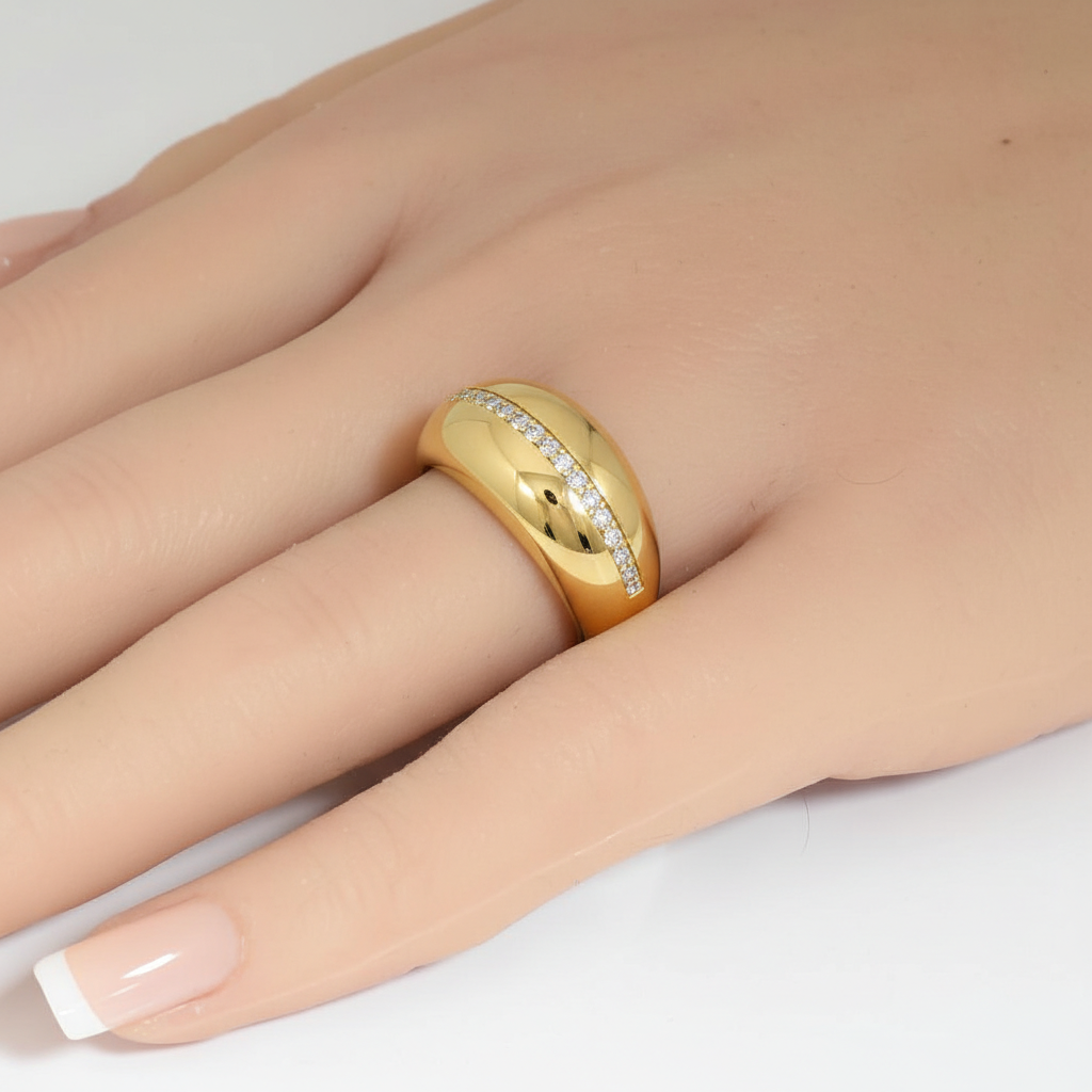 SPECIAL! .31ct G SI 14kt Yellow Gold Diamond Dome Shaped Band Ring Size 6.5