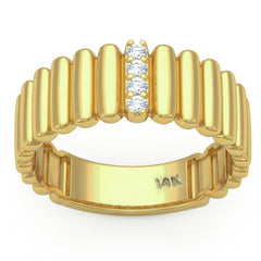 SPECIAL! .10ct G SI 14kt Yellow Gold Round Diamond Fluted Band Ring Size 6.5