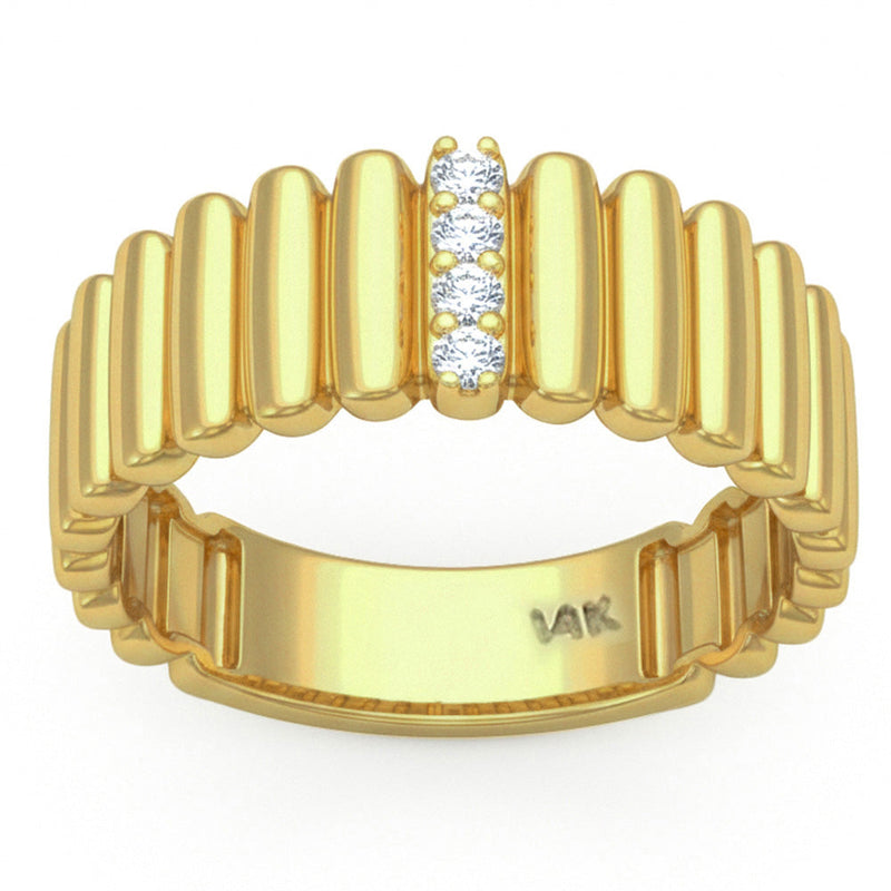 SPECIAL! .10ct G SI 14kt Yellow Gold Round Diamond Fluted Band Ring Size 6.5