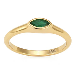 SPECIAL! .25ct G SI 14kt Yellow Gold Emerald Gemstone Bezel Set Ring Size 6.5