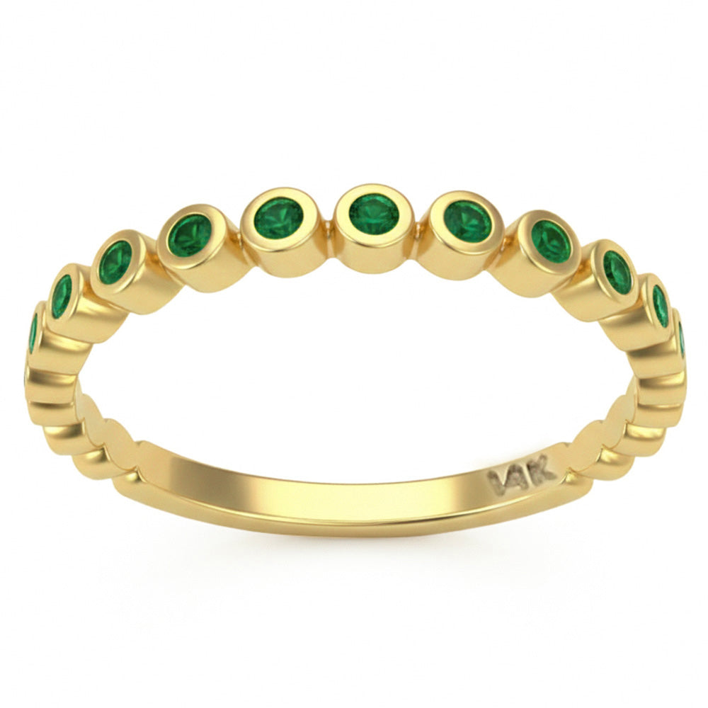 .14ct G SI 14kt Yellow Gold Emerald Gemstone Bezel Set Ring Size 6.5