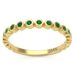 .14ct G SI 14kt Yellow Gold Emerald Gemstone Bezel Set Ring Size 6.5