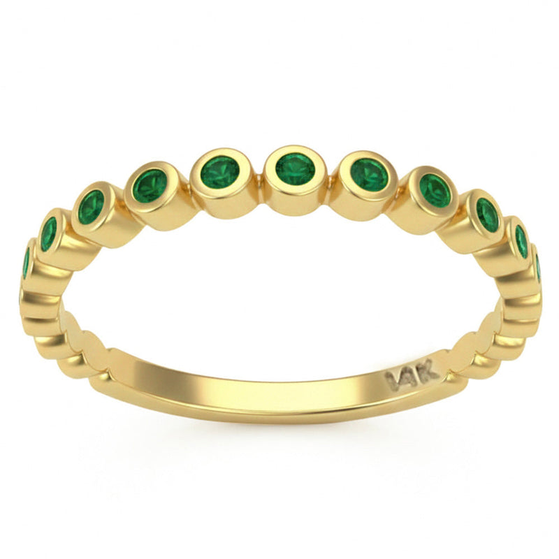 .14ct G SI 14kt Yellow Gold Emerald Gemstone Bezel Set Ring Size 6.5