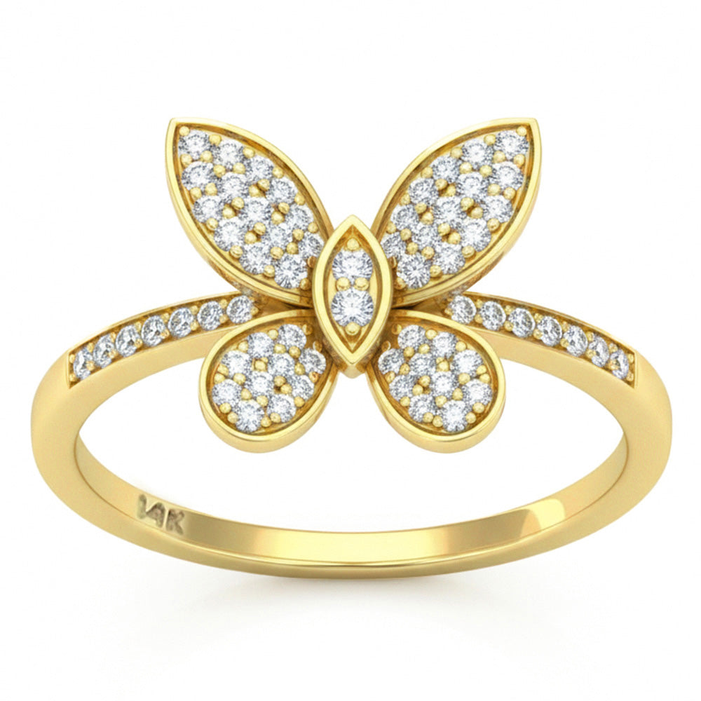 SPECIAL! .30ct G SI 14kt Yellow Gold Diamond Butterfly Ring Size 6.5