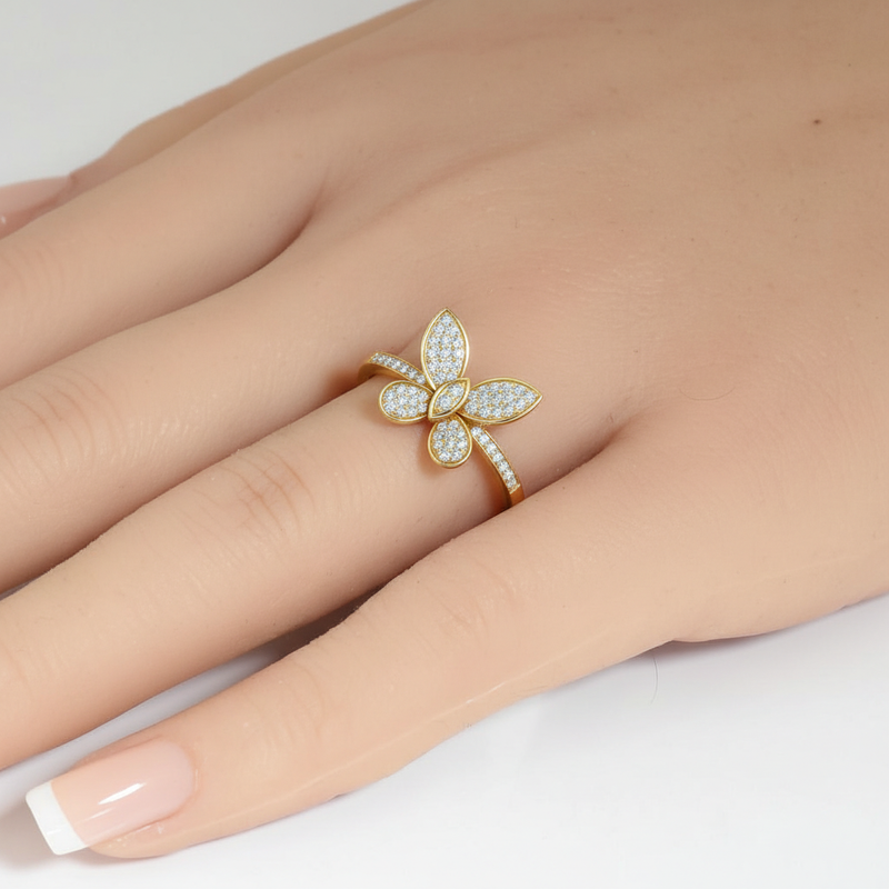 SPECIAL! .30ct G SI 14kt Yellow Gold Diamond Butterfly Ring Size 6.5