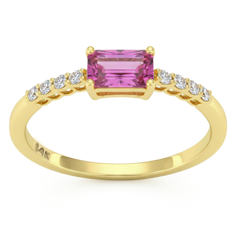 SPECIAL! .62ct G SI 14kt Yellow Gold Diamond & Pink Sapphire Gemstone Ring Size 6.5