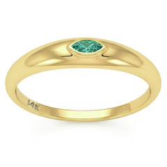 .09ct G SI 14kt Yellow Gold Emerald Gemstone Bezel Set Ring Size 6.5