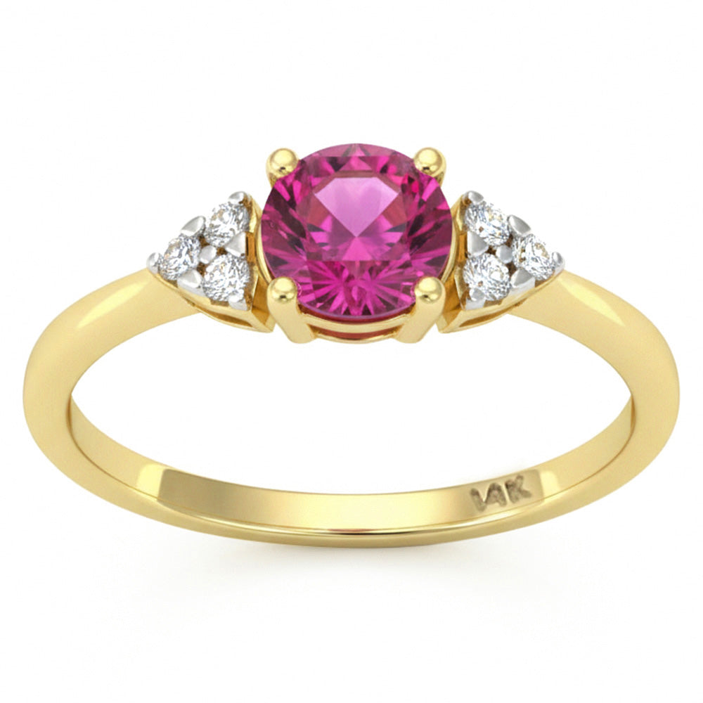 SPECIAL! 1.03ct G SI 14kt Yellow Gold Diamond & Pink Sapphire Gemstone Ring Size 6.5
