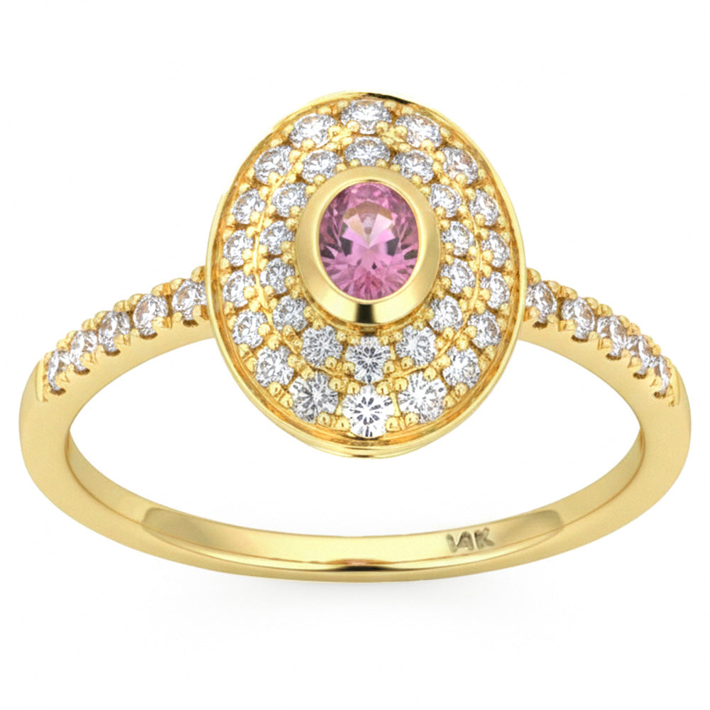 SPECIAL! .52ct G SI 14kt Yellow Gold Diamond & Pink Sapphire Gemstone Ring Size 6.5