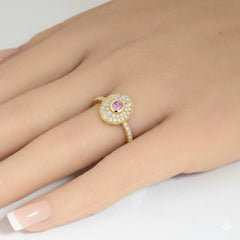 SPECIAL! .52ct G SI 14kt Yellow Gold Diamond & Pink Sapphire Gemstone Ring Size 6.5