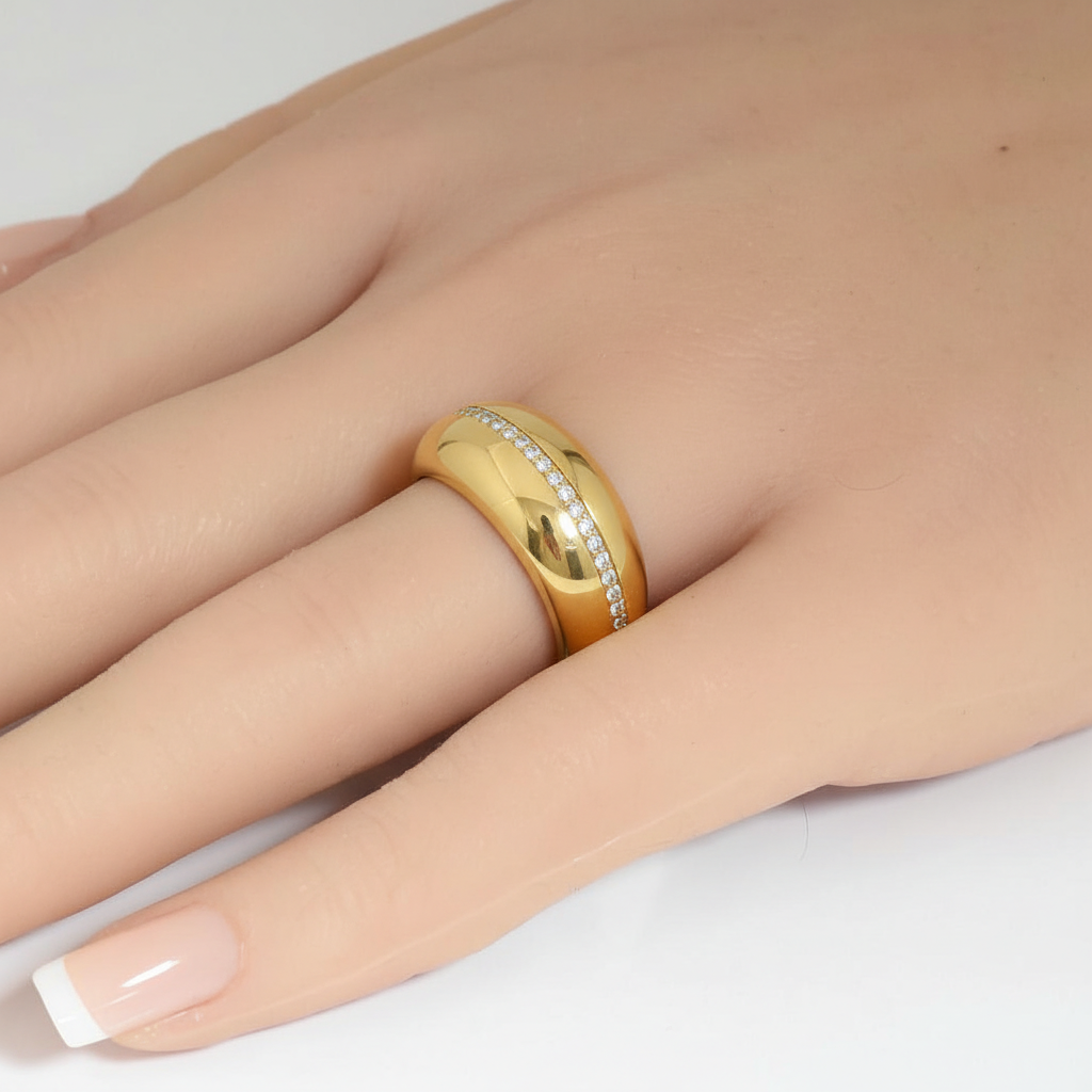 SPECIAL! .22ct G SI 14kt Yellow Gold Diamond Dome Shaped Band Ring Size 6.5