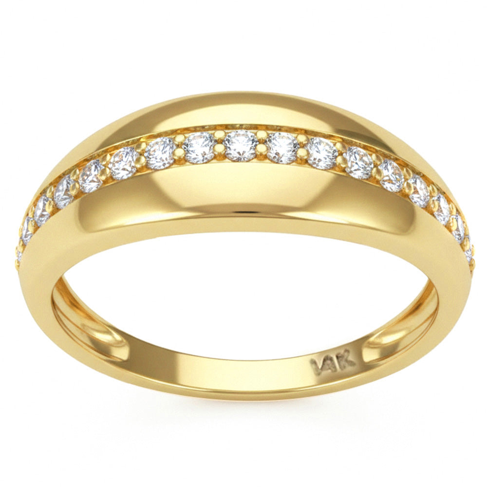 SPECIAL! .22ct G SI 14kt Yellow Gold Diamond Dome Shaped Band Ring Size 6.5