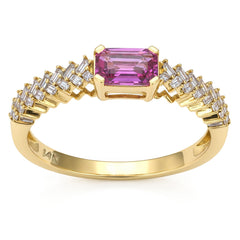 SPECIAL! .76ct G SI 14kt Yellow Gold Diamond & Pink Sapphire Gemstone Ring Size 6.5