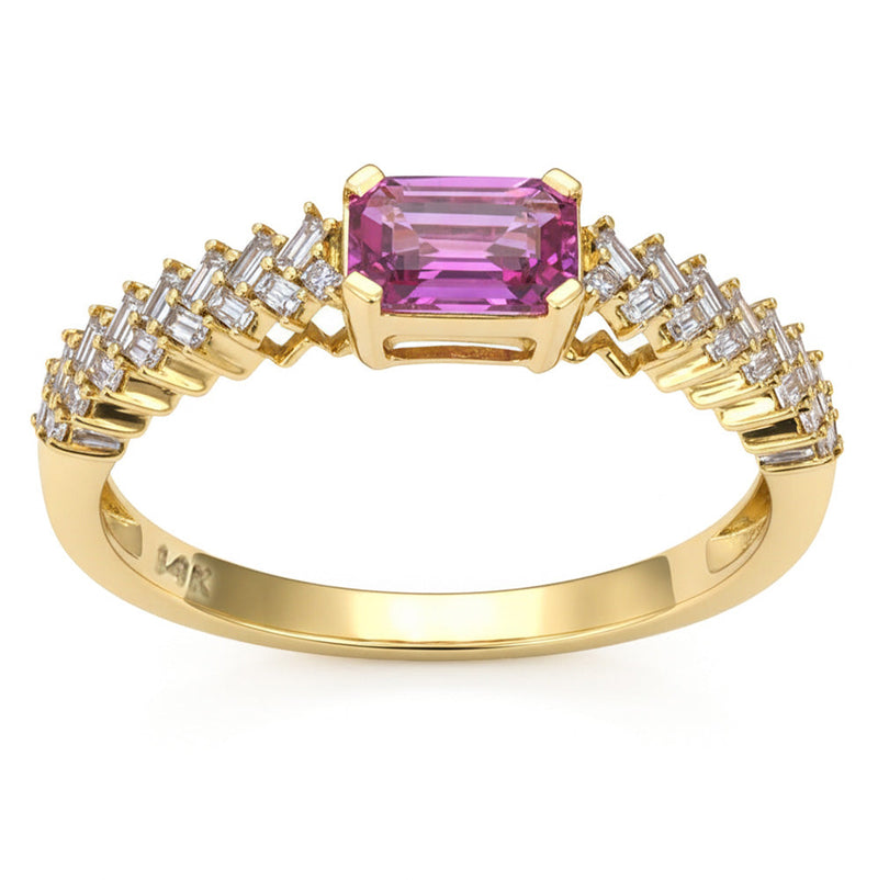 SPECIAL! .76ct G SI 14kt Yellow Gold Diamond & Pink Sapphire Gemstone Ring Size 6.5