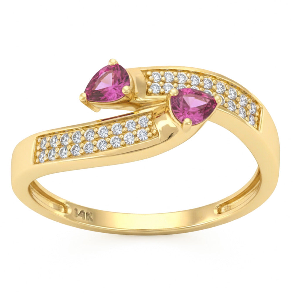 SPECIAL! .73ct G SI 14kt Yellow Gold Diamond & Pink Sapphire Gemstone Wrap Ring Size 6.5