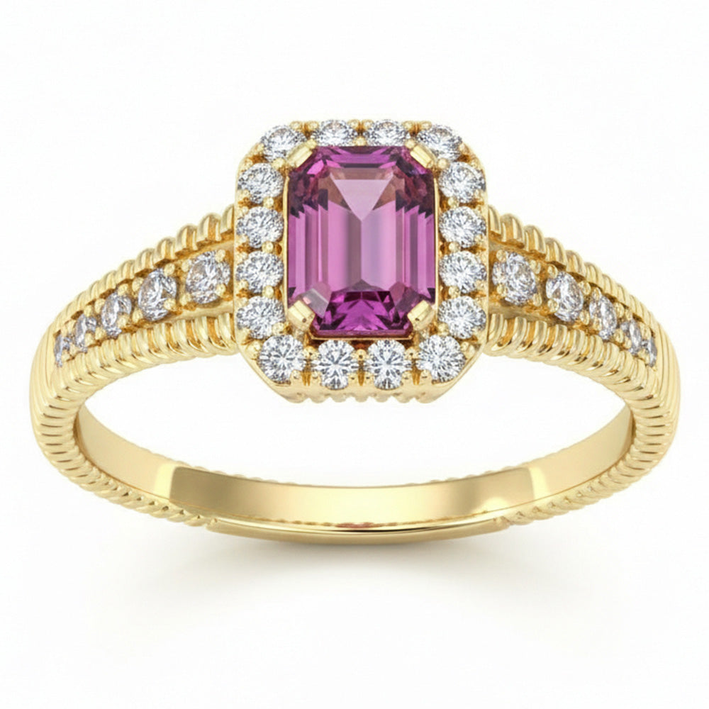 SPECIAL! .88ct G SI 14kt Yellow Gold Diamond & Pink Sapphire Gemstone Ring Size 6.5