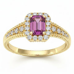 SPECIAL! .88ct G SI 14kt Yellow Gold Diamond & Pink Sapphire Gemstone Ring Size 6.5