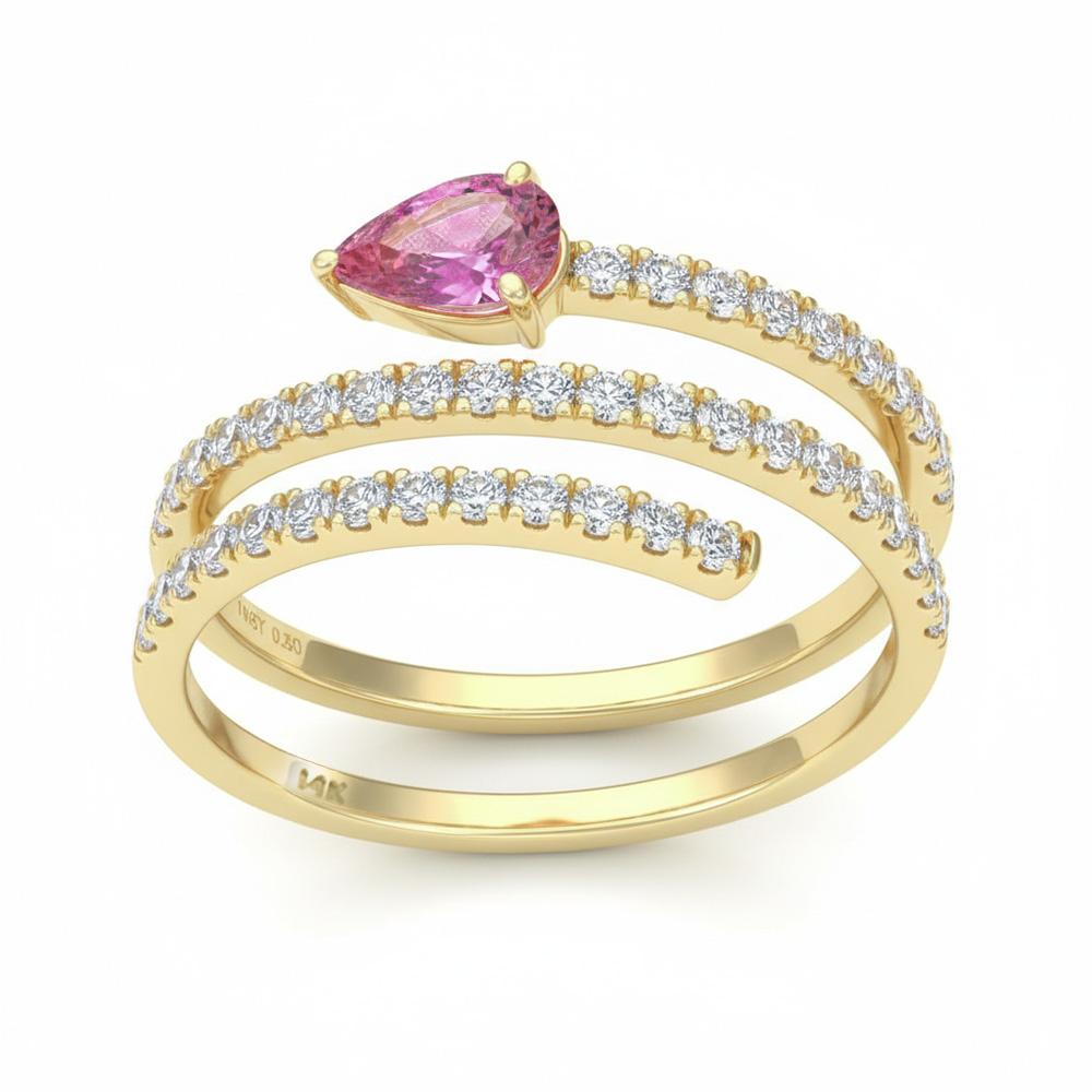 SPECIAL! 1.01ct G SI 14kt Yellow Gold Diamond & Pink Sapphire Gemstone Wrap Around Ring Size 6.5