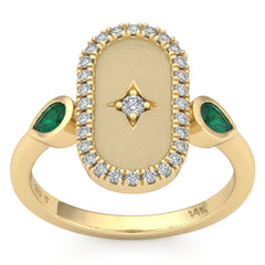 SPECIAL! .50ct G SI 14kt Yellow Gold Diamond & Emerald Gemstone Modern Ring Size 6.5