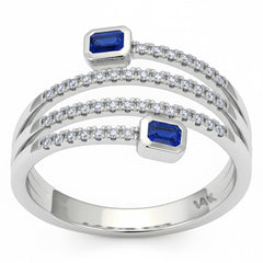 SPECIAL! .47ct G SI 14kt White Gold Diamond & Blue Sapphire Gemstone Wrap Ring Size 6.5