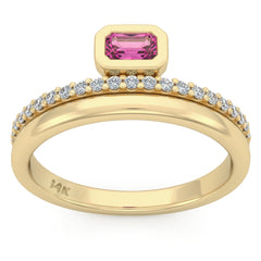 SPECIAL! .47ct G SI 14kt Yellow Gold Diamond & Pink Sapphire Gemstone Ring Size 6.5