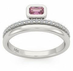 SPECIAL! .48ct G SI 14kt White Gold Diamond & Pink Sapphire Gemstone Ring Size 6.5
