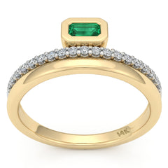 SPECIAL! .45ct G SI 14kt Yellow Gold Diamond & Emerald Gemstone Ring Size 6.5