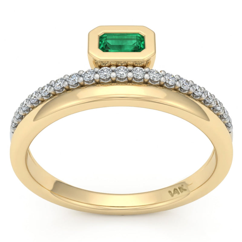 SPECIAL! .45ct G SI 14kt Yellow Gold Diamond & Emerald Gemstone Ring Size 6.5