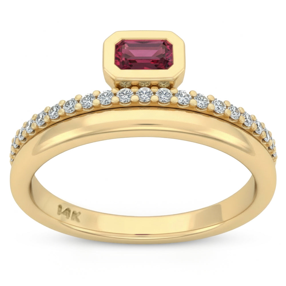 SPECIAL! .49ct G SI 14kt Yellow Gold Diamond & Ruby Gemstone Ring Size 6.5