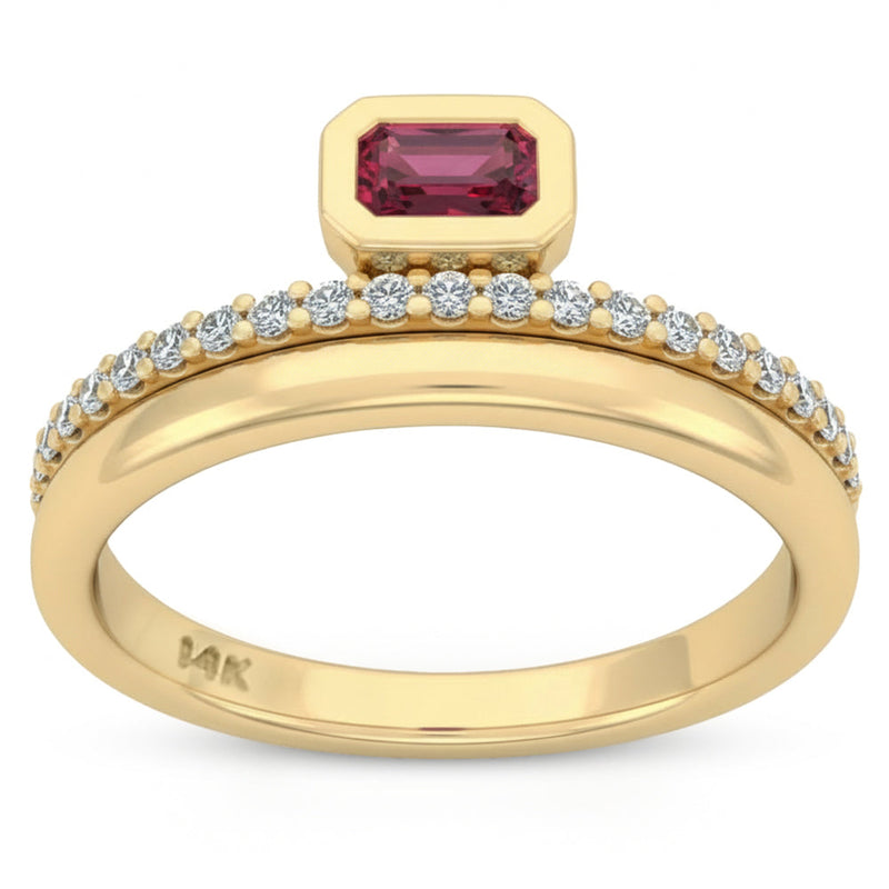 SPECIAL! .49ct G SI 14kt Yellow Gold Diamond & Ruby Gemstone Ring Size 6.5