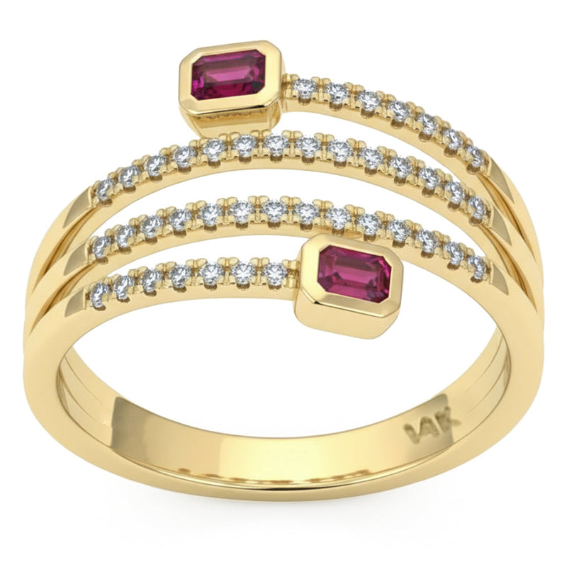 SPECIAL! .48ct G SI 14kt Yellow Gold Diamond & Ruby Gemstone Wrap Ring Size 6.5
