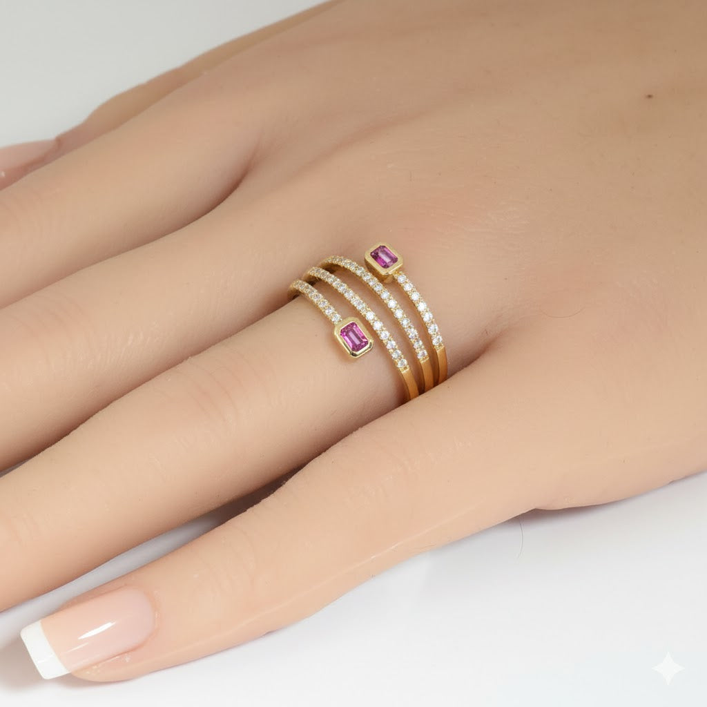 SPECIAL! .43ct G SI 14kt Yellow Gold Diamond & Pink Sapphire Gemstone Wrap Ring Size 6.5
