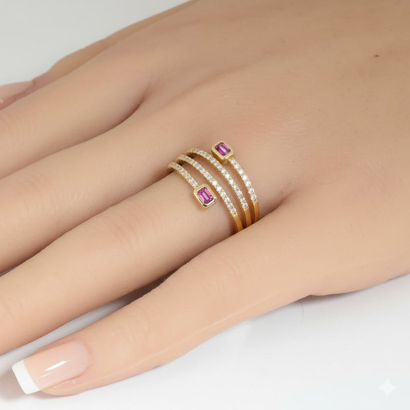 SPECIAL! .43ct G SI 14kt Yellow Gold Diamond & Pink Sapphire Gemstone Wrap Ring Size 6.5