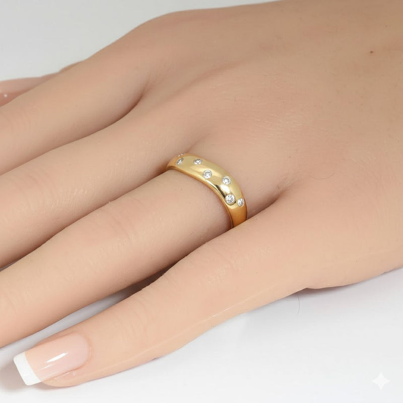 SPECIAL! .19ct G SI 14kt Yellow Gold Diamond Bezel Set Band Ring Size 6.5