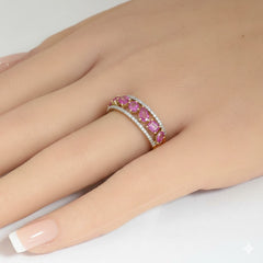 SPECIAL! 1.38ct G SI 14kt Yellow Gold Diamond & Pink Sapphire Gemstone Ring Size 6.5