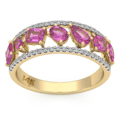 SPECIAL! 1.38ct G SI 14kt Yellow Gold Diamond & Pink Sapphire Gemstone Ring Size 6.5
