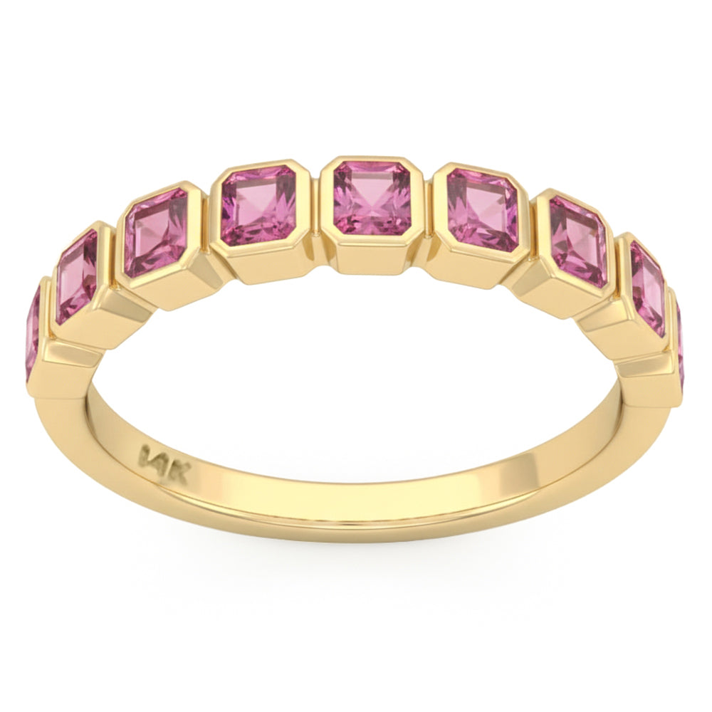 SPECIAL! 1.25ct G SI 14kt Yellow Gold Pink Sapphire Gemstone Bezel Set Band Ring Size 6.5