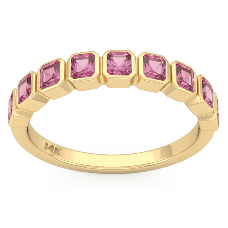 SPECIAL! 1.25ct G SI 14kt Yellow Gold Pink Sapphire Gemstone Bezel Set Band Ring Size 6.5
